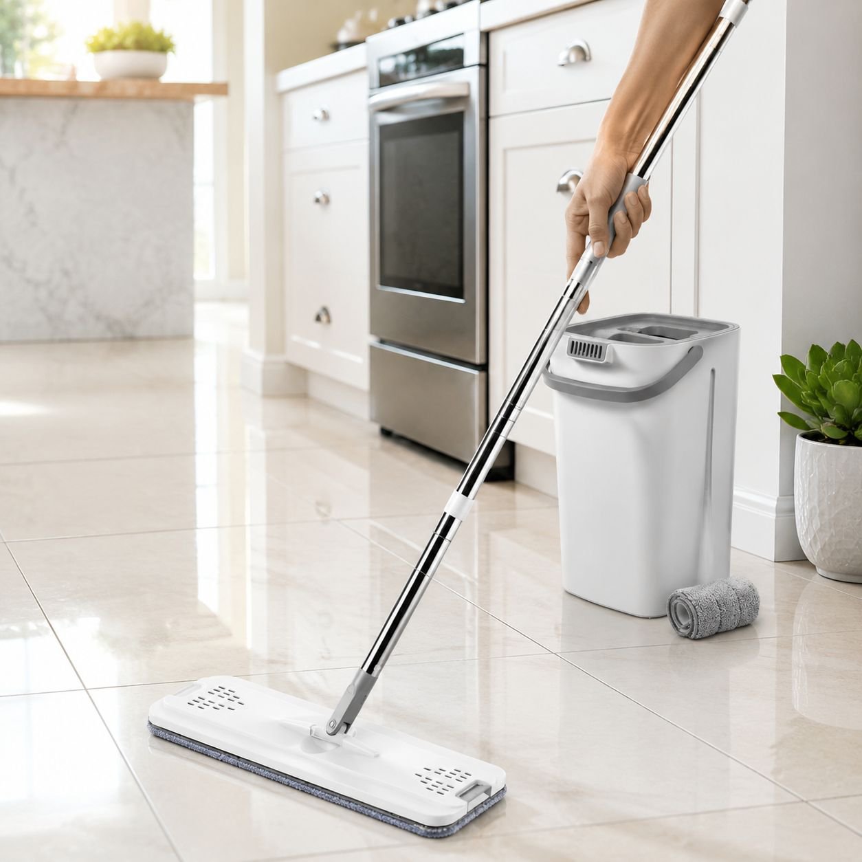 Adjustable handle Lazy Mop Set for convenience