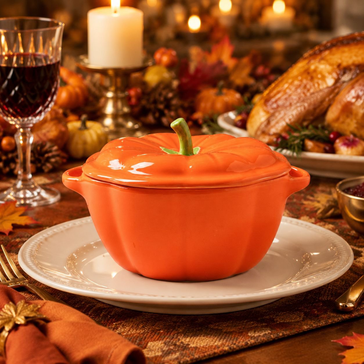 Cute pumpkin-shaped steamed egg bowl, household ceramic double-handled soup bowl, rice bowl, food bo