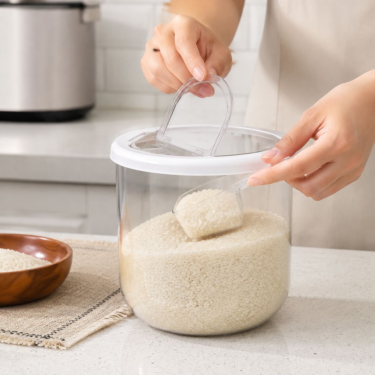 Kitchen Rice Bucket with Insect and Moisture Protection