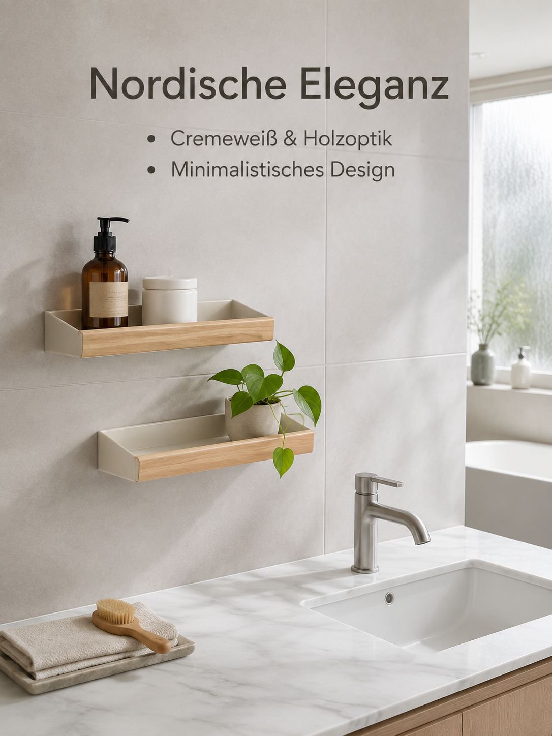 Wandmontiertes Badezimmer Aufbewahrungsregal ohne Bohren für Shampoo und Pflegeprodukte