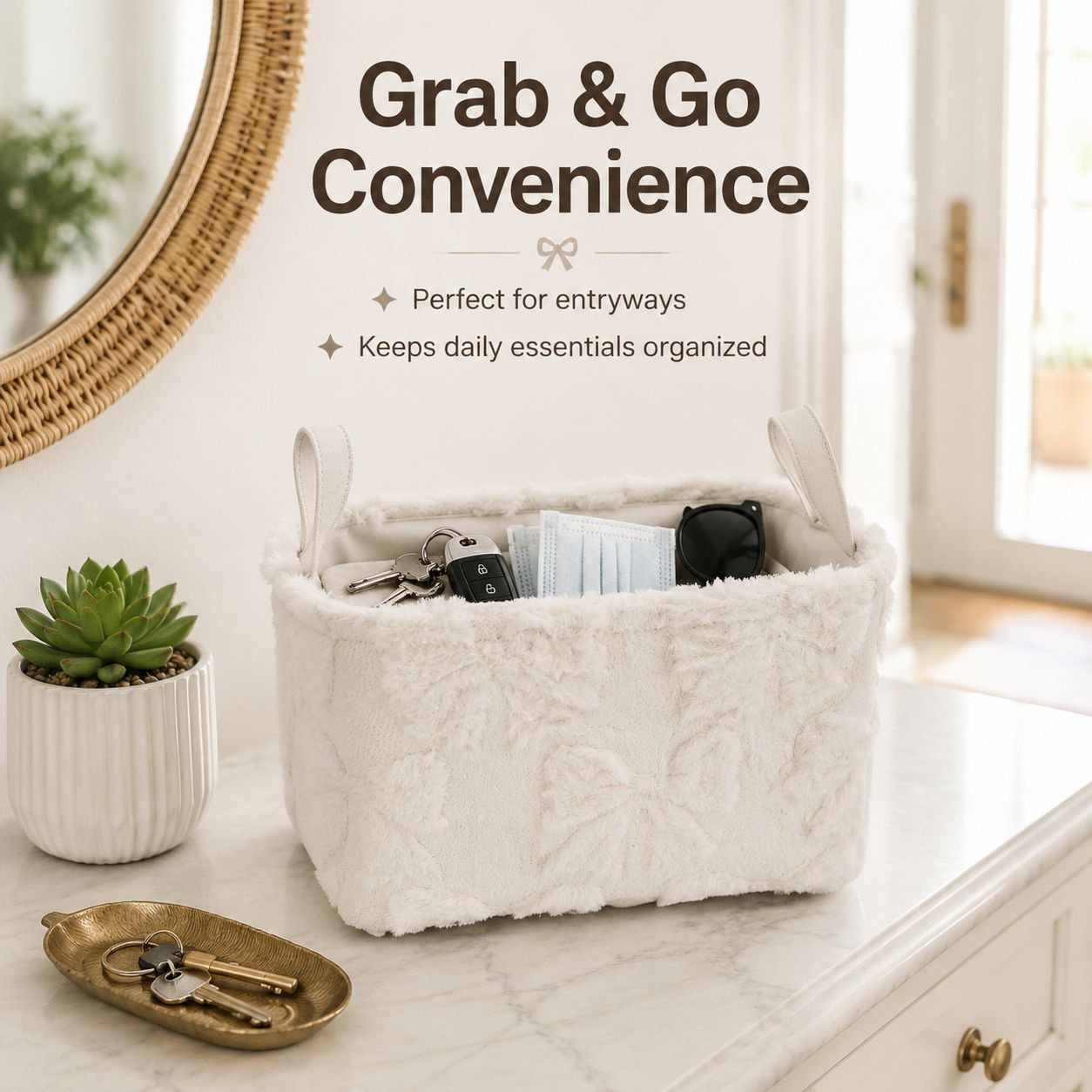 Velvet Storage Basket Home Organizer Bin
