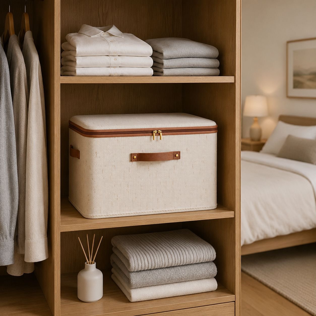 Tianshan Cotton and Linen Zipper Storage Box