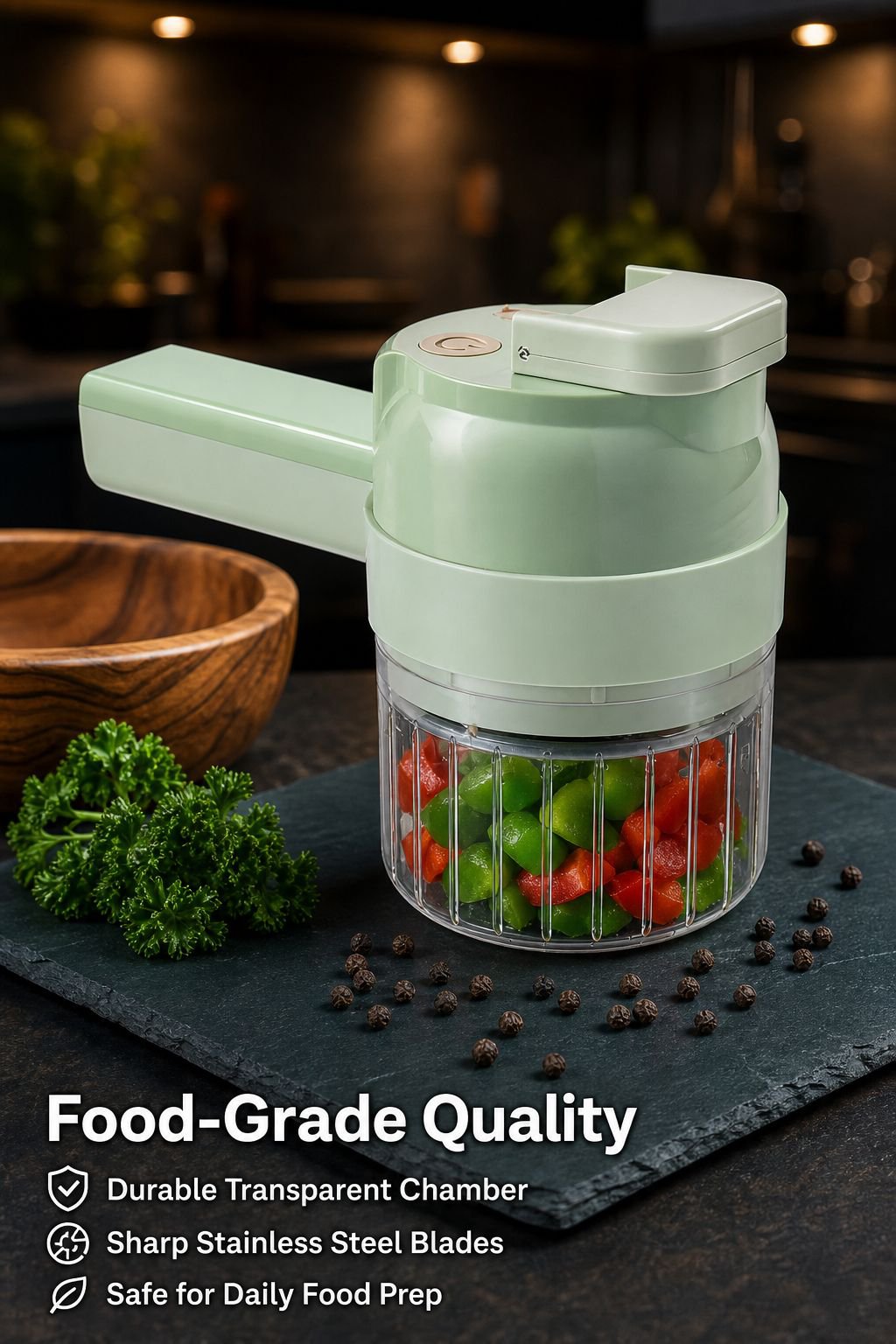 Multifunctional High-Speed Vegetable Slicer, Garlic Grinder, Gatling Gun Design