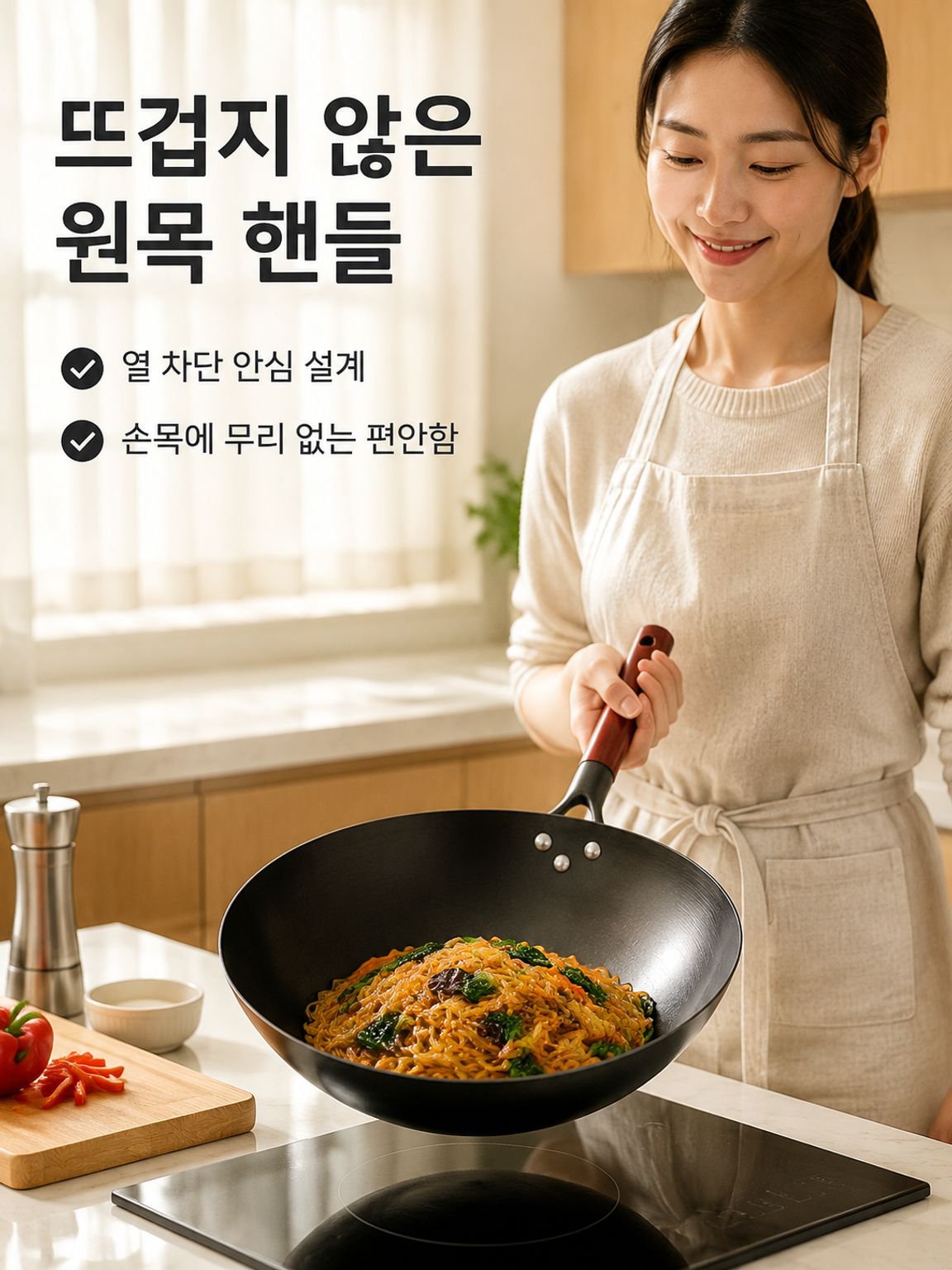 코팅되지 않고 녹슬지 않는 질화 처리된 철 냄비