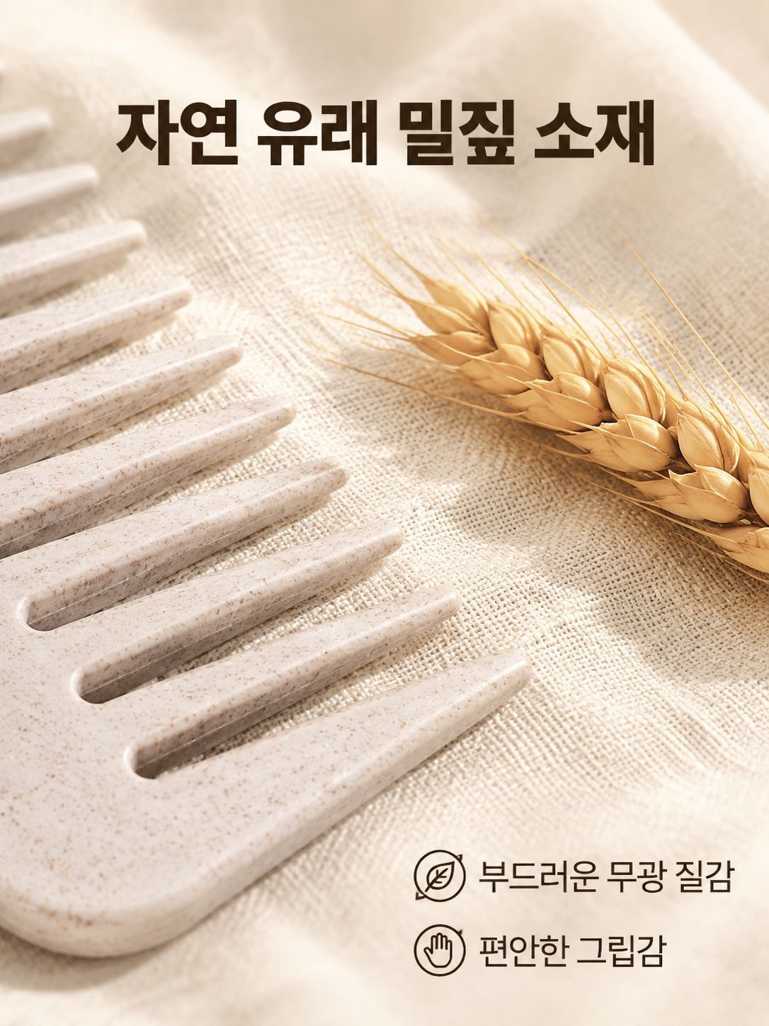 밀짚으로 만든 친환경 마사지 빗 세트