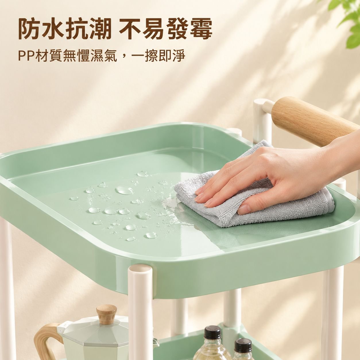 奶油風可移動邊几小推車帶輪置物架臥室床頭櫃客廳迷你茶几收納架