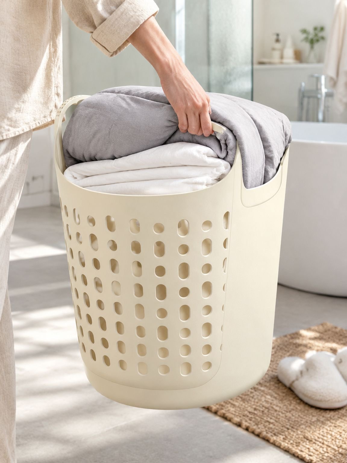 Panier à linge sale grande capacité pour usage domestique
