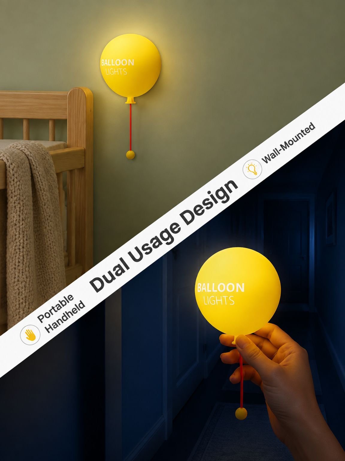 JMY Silicone Balloon Night Light, Breastfeeding Lamp, Bedside Lamp, Wall-mountable or Handheld, Thre