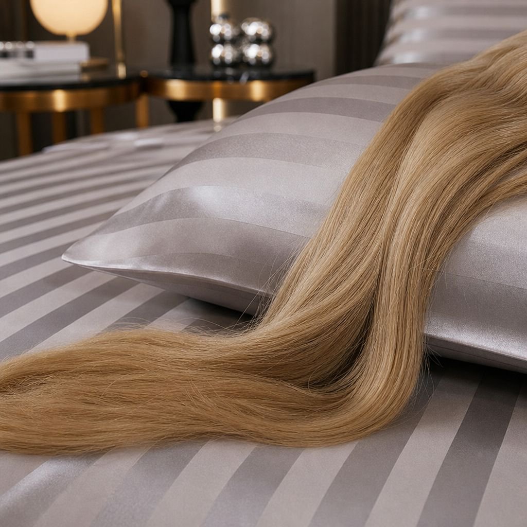 Close-up of luxurious silk satin fabric texture
