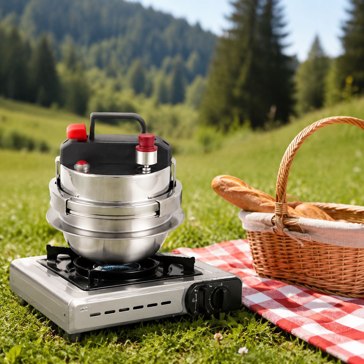 Cuiseur sous pression portable 12L pour camping-car, idéal pour les groupes