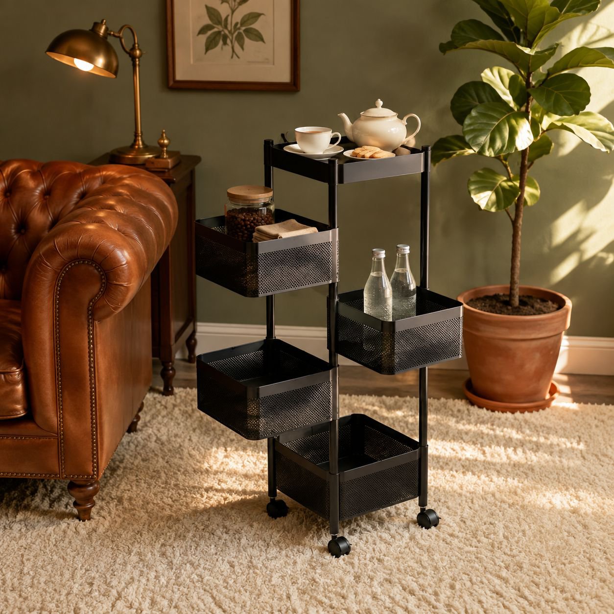 Household Multi-Layer Floor Standing Kitchen Shelf