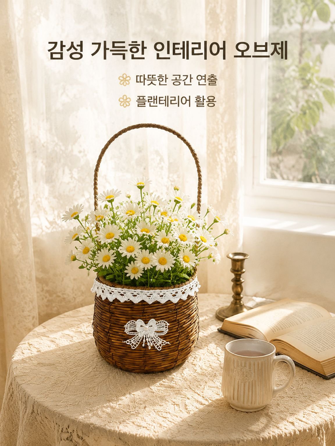 모조 등나무 바구니 장식품