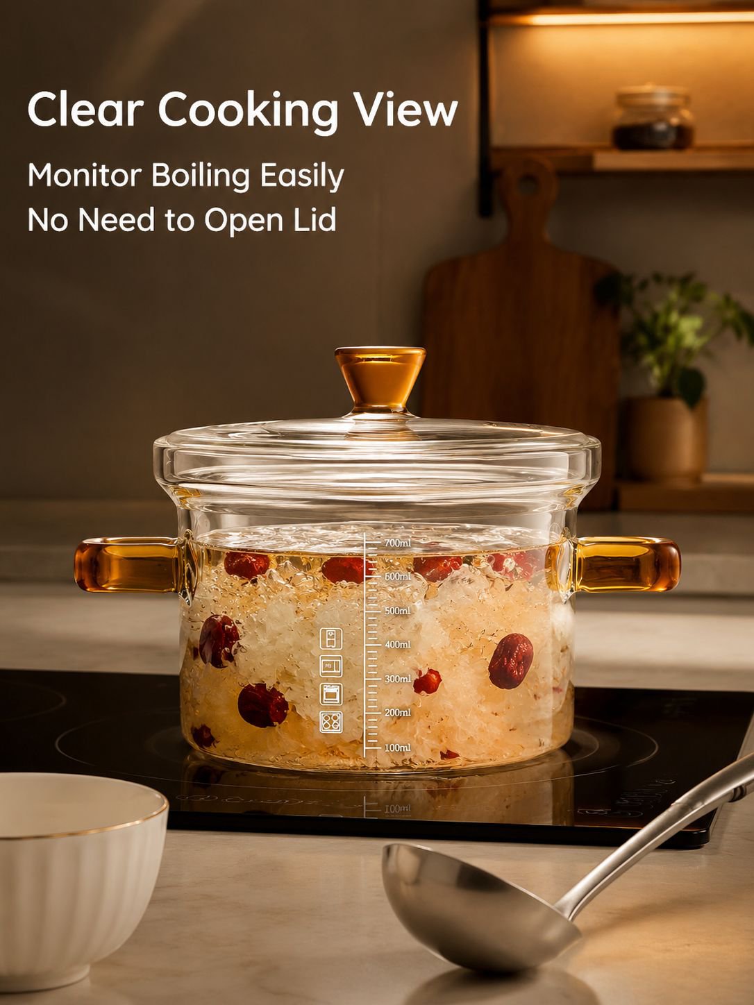 High borosilicate glass stew pot
