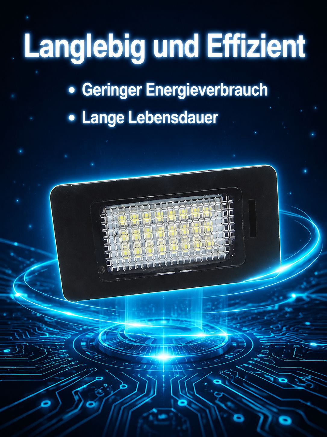 Detailansicht der LED Nummernschildbeleuchtung für BMW