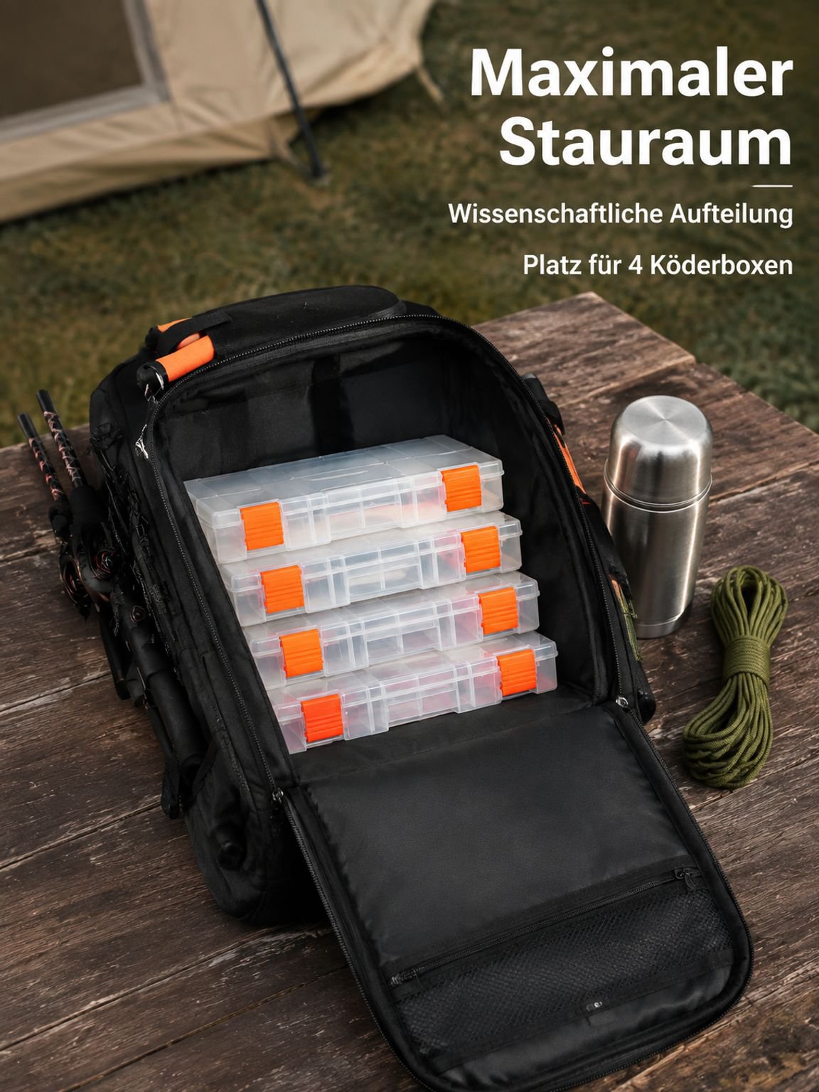Neuer faltbarer multifunktionaler Outdoor-Angelrucksack mit großer Kapazität