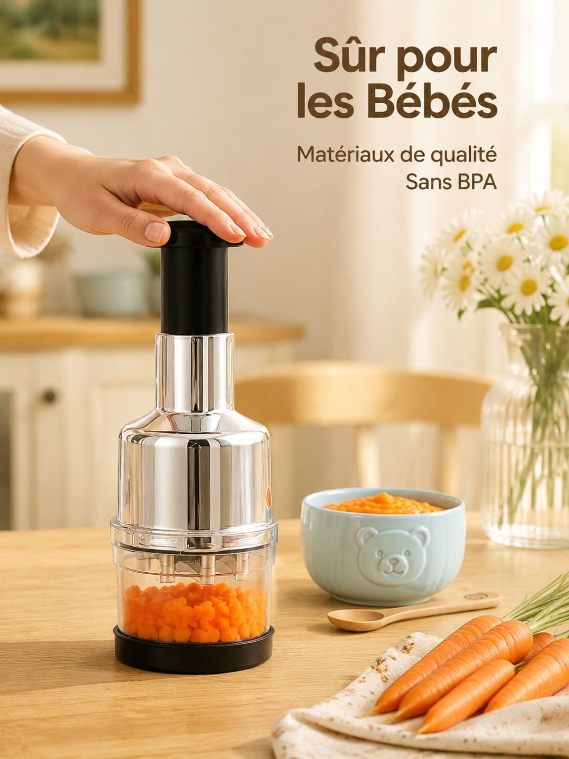 Hachoir manuel adapté pour diverses préparations culinaires