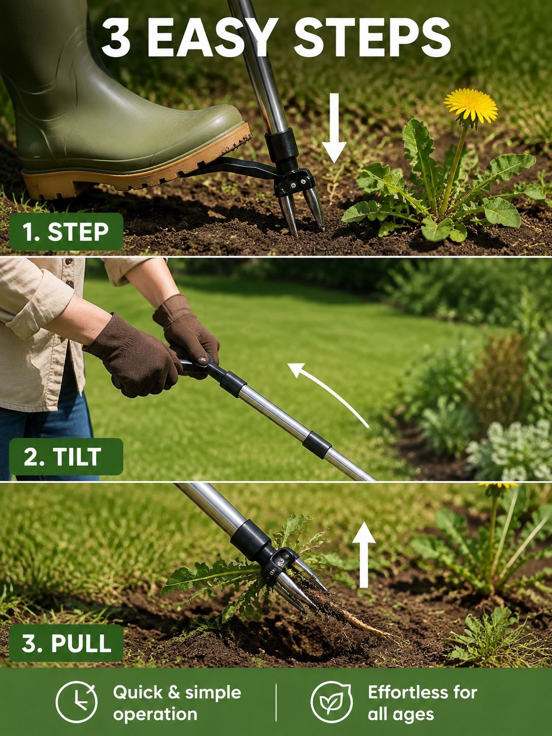 [Recommended by Gardeners] Back-Friendly Standing Manual Weeder