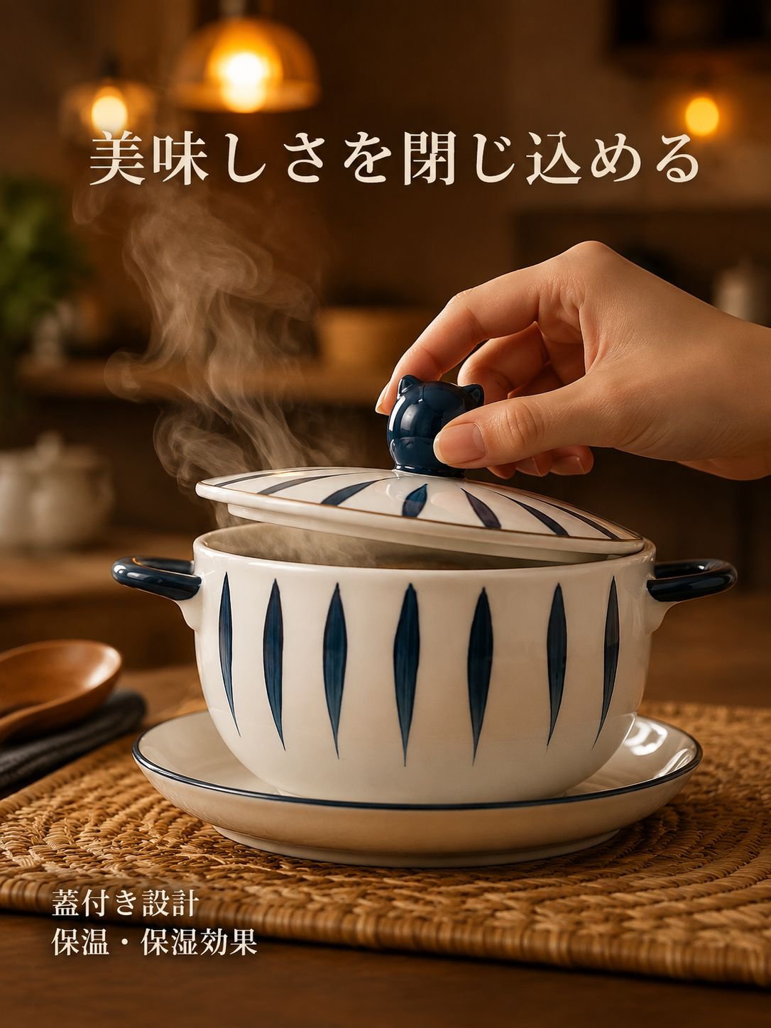 蓋付き陶器製スープボウルセット