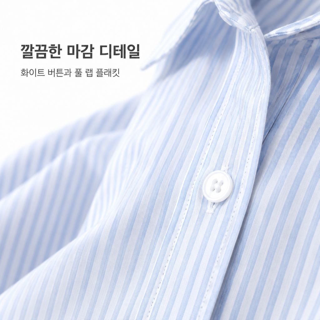 스타일리시한 루즈핏 스트라이프 상의 여성 롱 스타일 한국 디자인 셔츠