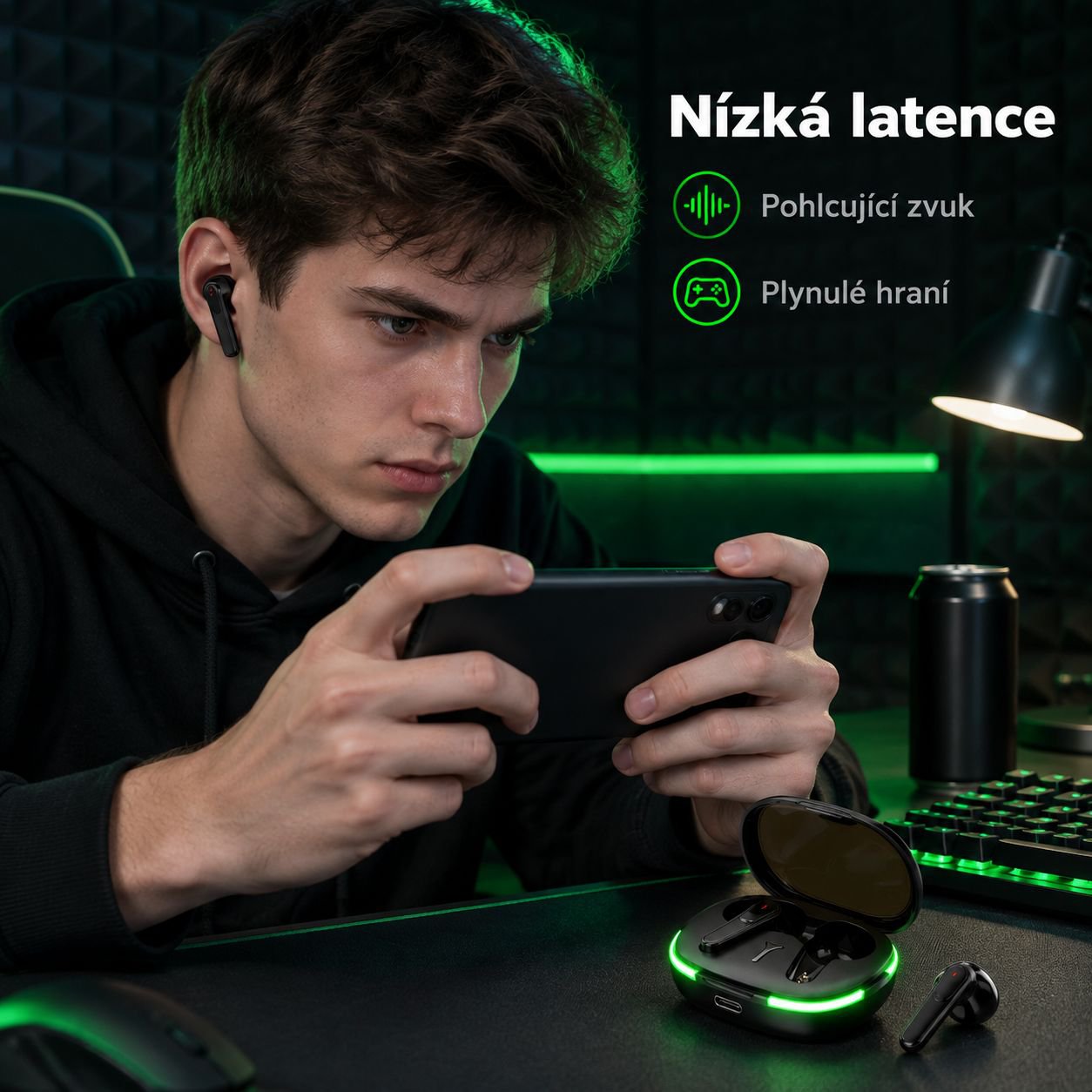 Bezdrátová TWS herní sluchátka do uší s potlačením hluku Bluetooth