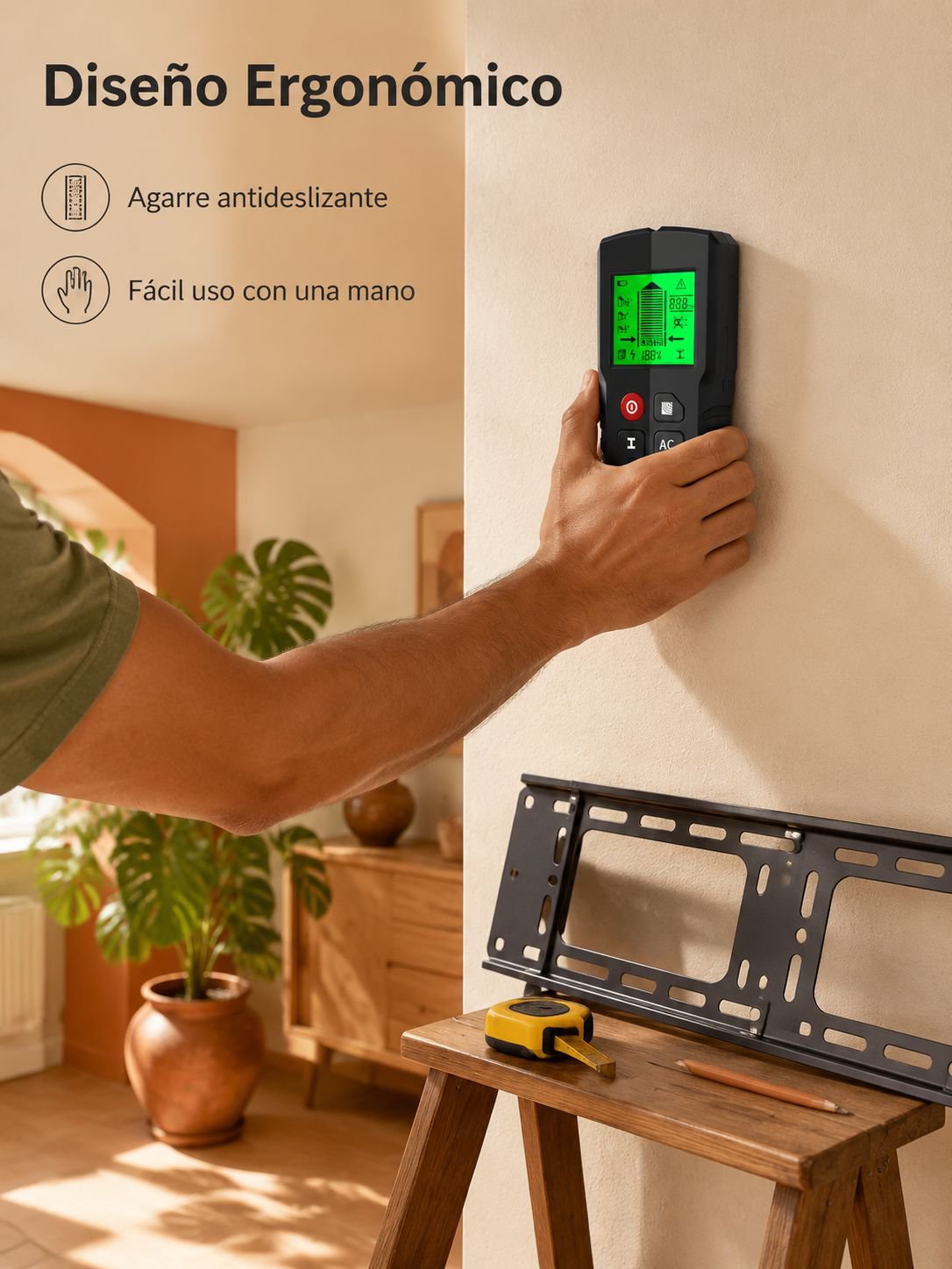 Detector 5 en 1 para Pared (Tornillos/Metales/Cables)