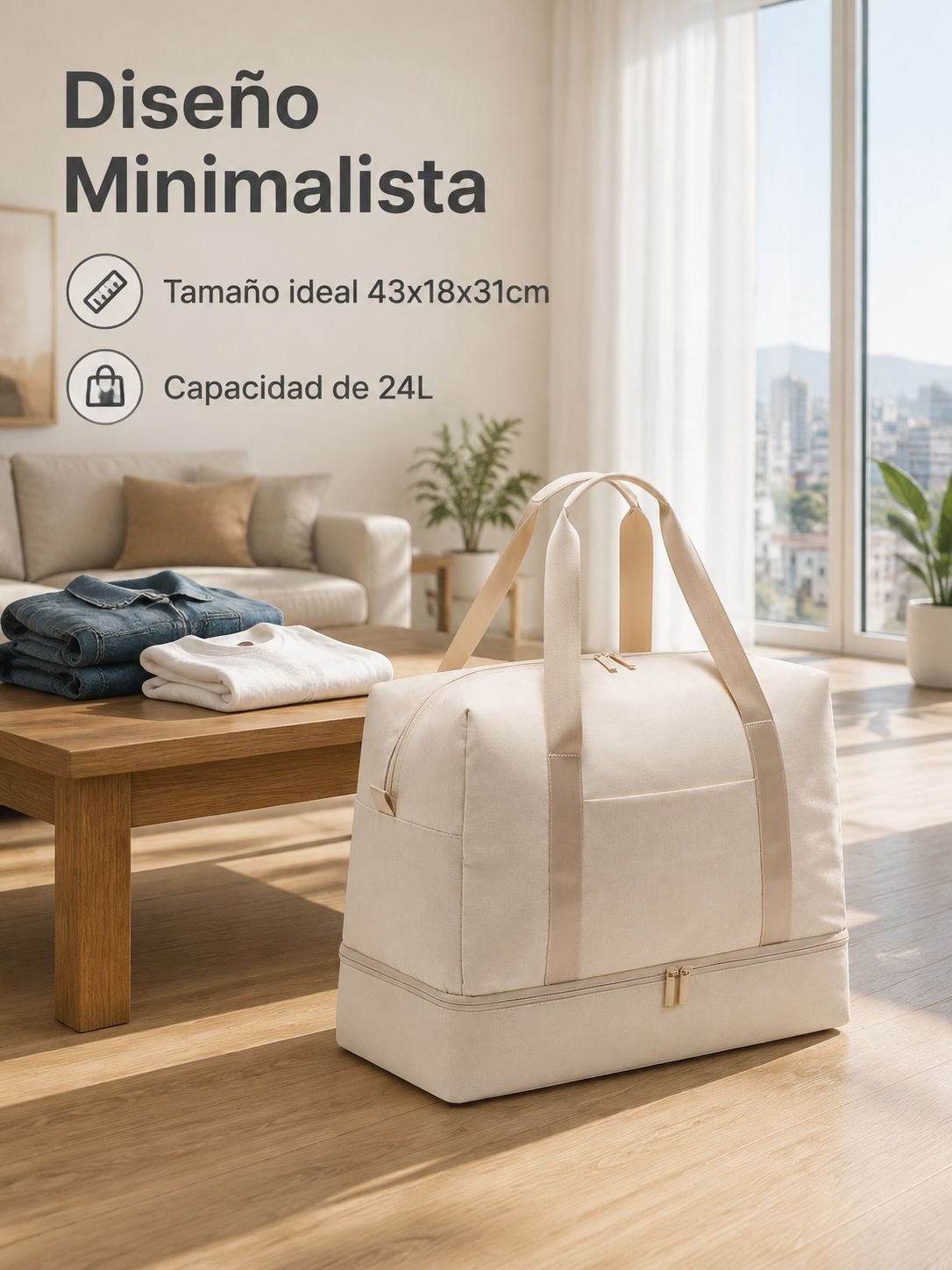 Bolsa portátil con separación de seco y húmedo