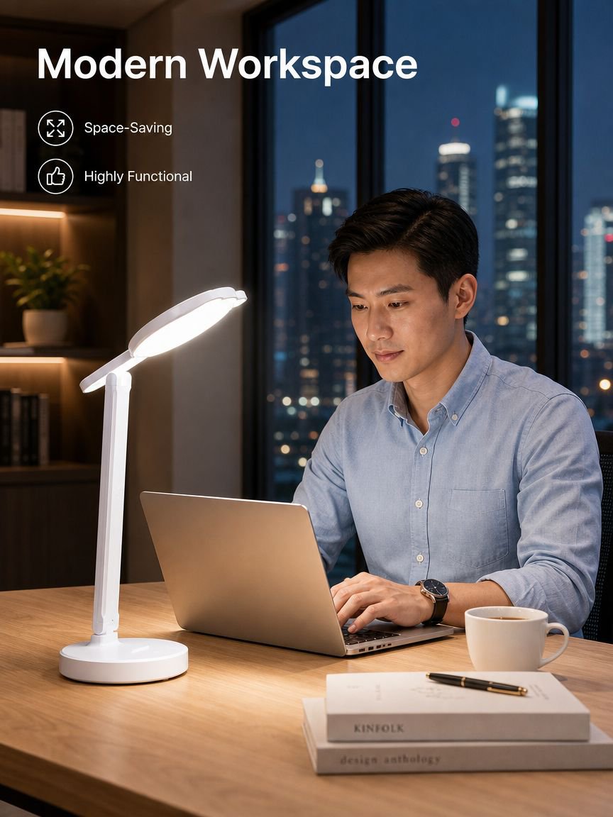 Folding eye-protection desk lamp