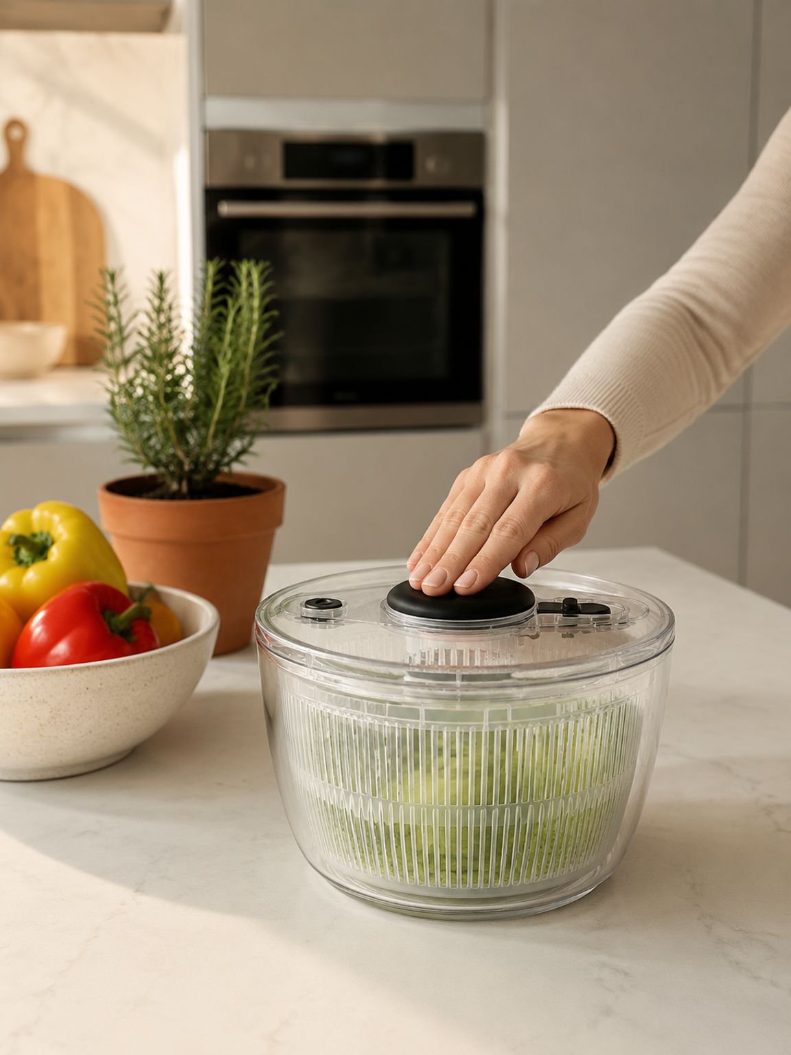 Multifunktionaler manueller Gemüseschleuder für die Küche, drehbarer Abtropfkorb für Obst und Gemüse