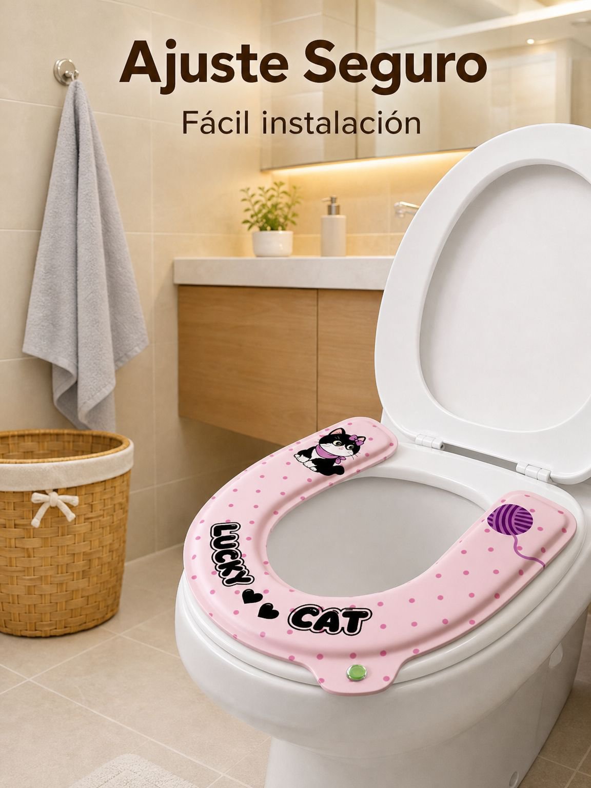 siento de inodoro impermeable extra grueso con diseño de dibujos animados y asas