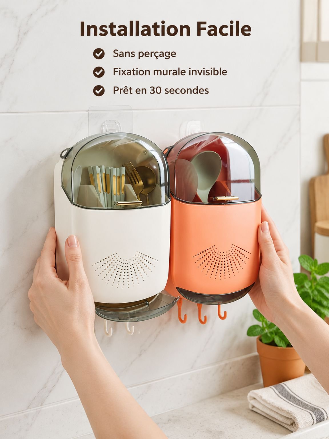 Porte-baguettes de cuisine avec espace d’égouttage pratique