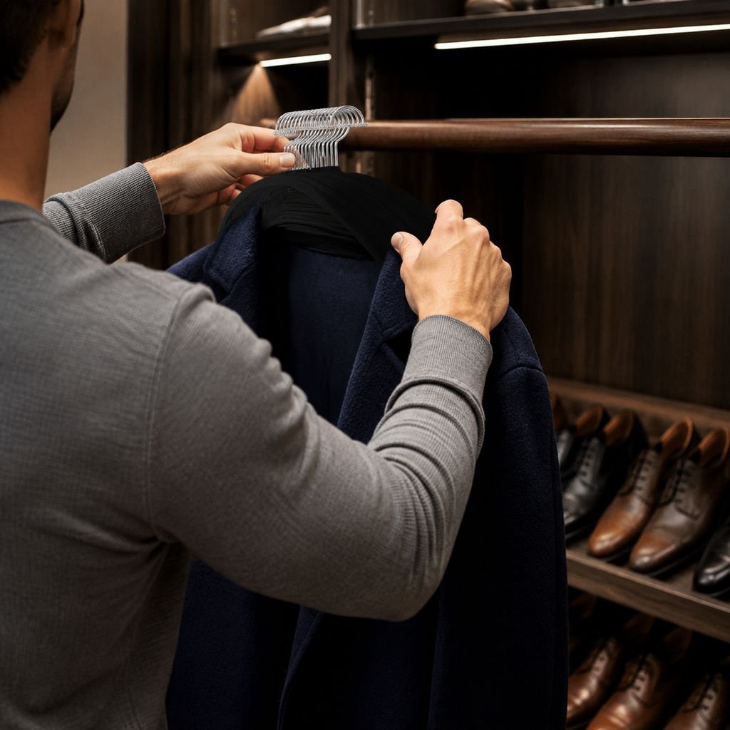 Anti-slip hanger detail preventing garment stretching