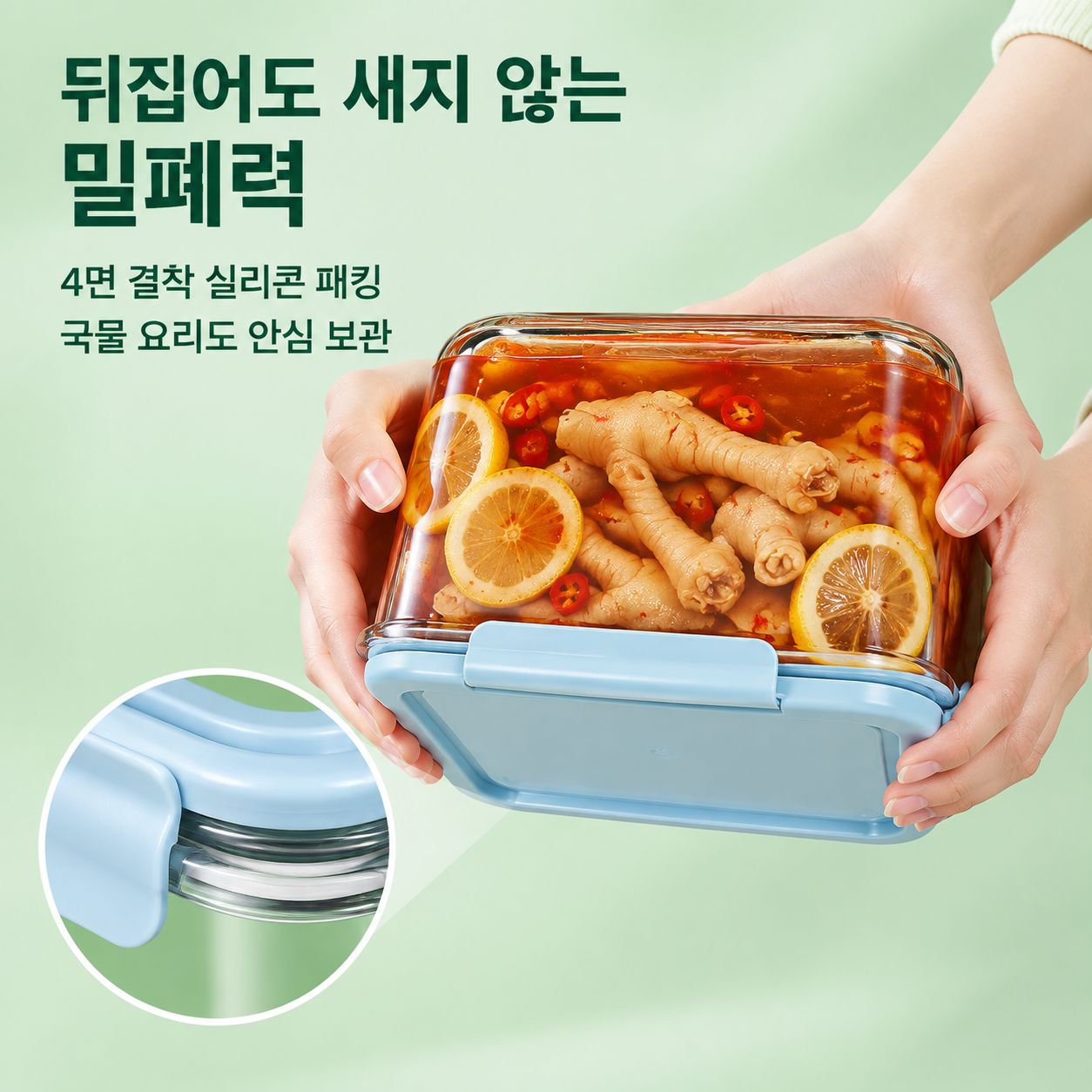 피클·절임 채소용 대용량 밀폐 보관 용기 (뚜껑 포함)