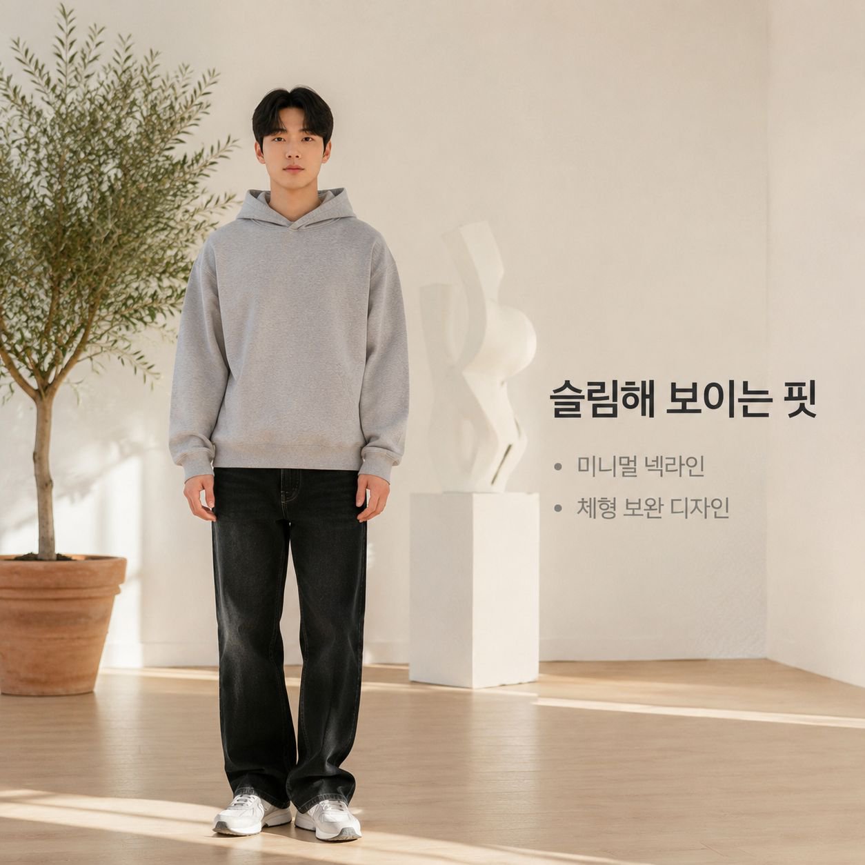 남성용 단색 후드 스웨트셔츠