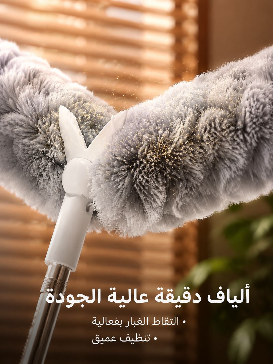 منفضة الغبار برأس قابل للطي وعمود قابل للتمديد