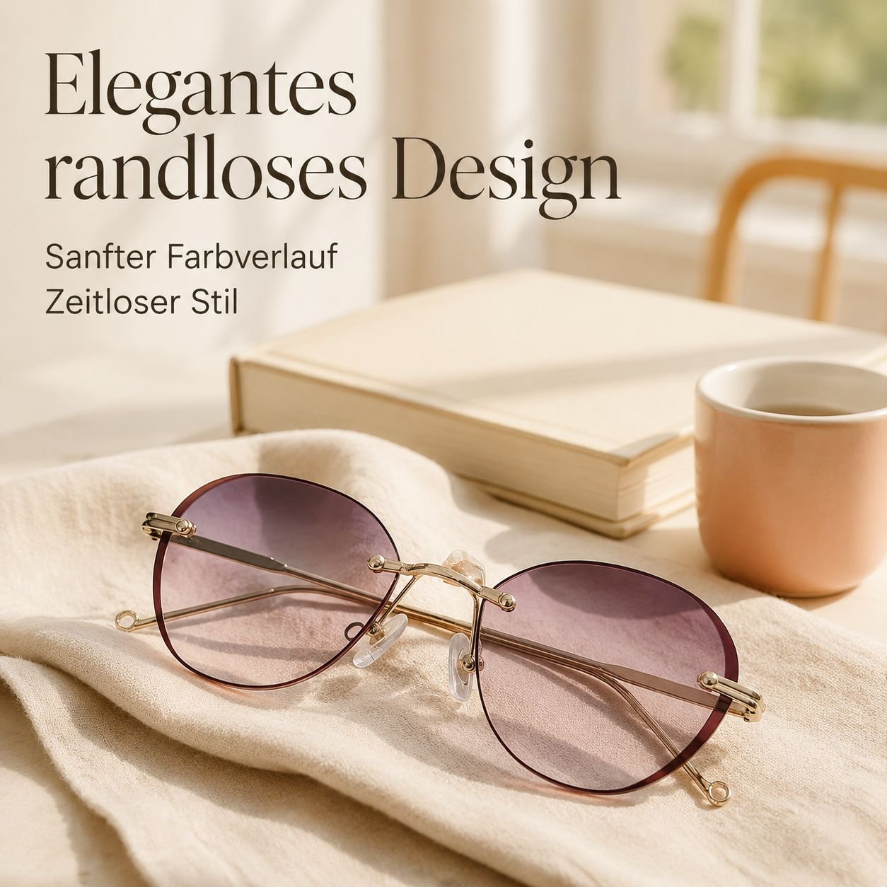 Rahmenlose Lesebrille für Damen mit Farbverlauf