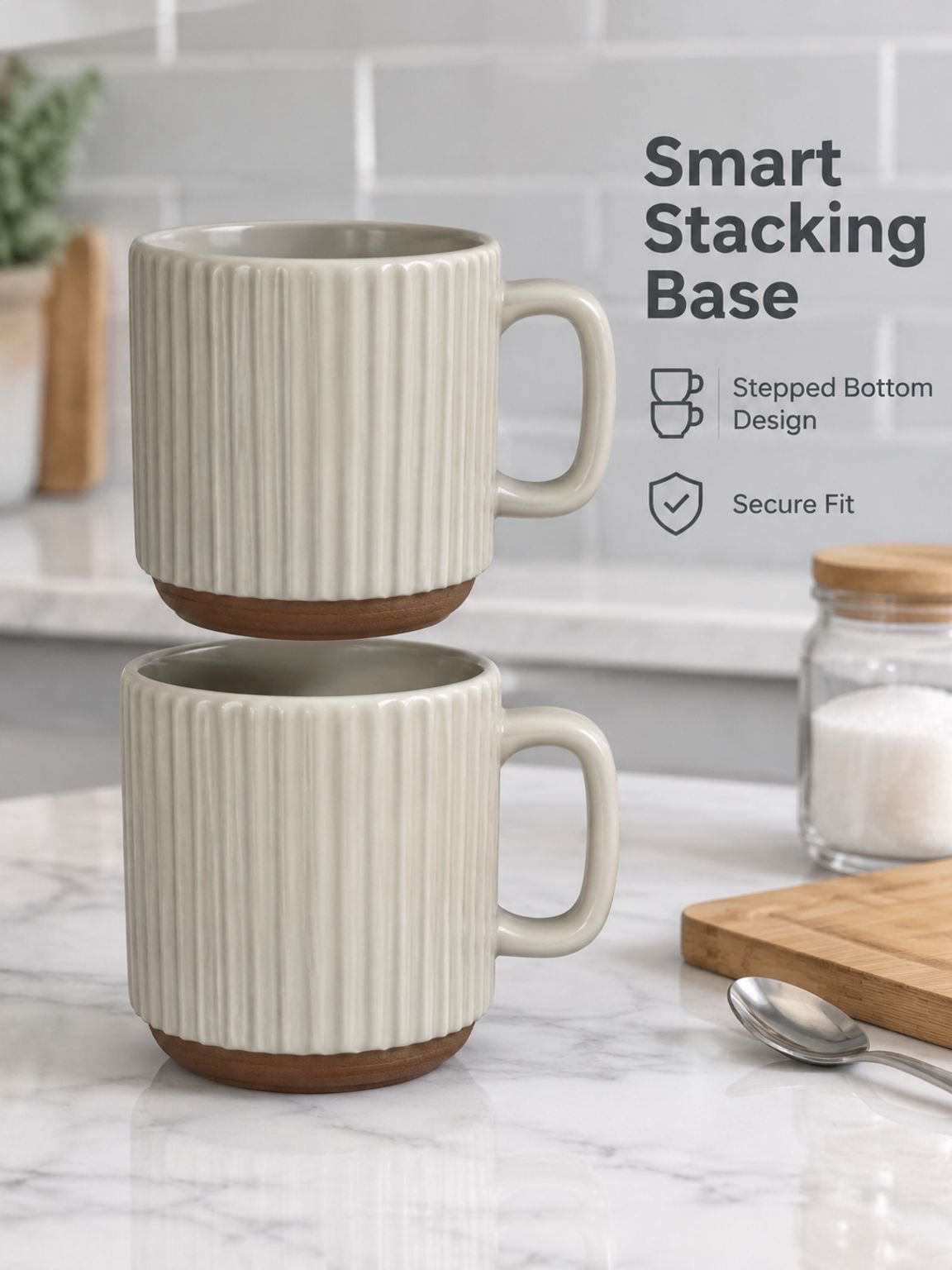 Serve your favorite coffee in this Retro Vertical Stripe Mug