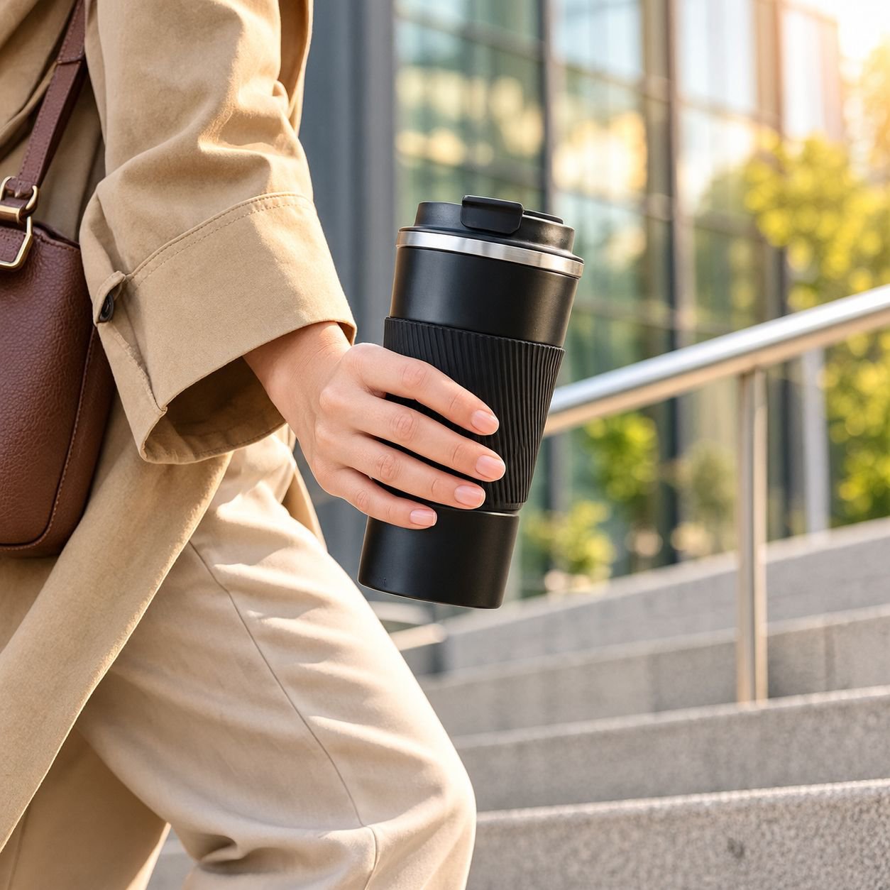 Stylish thermos cup ideal for hot and cold beverages
