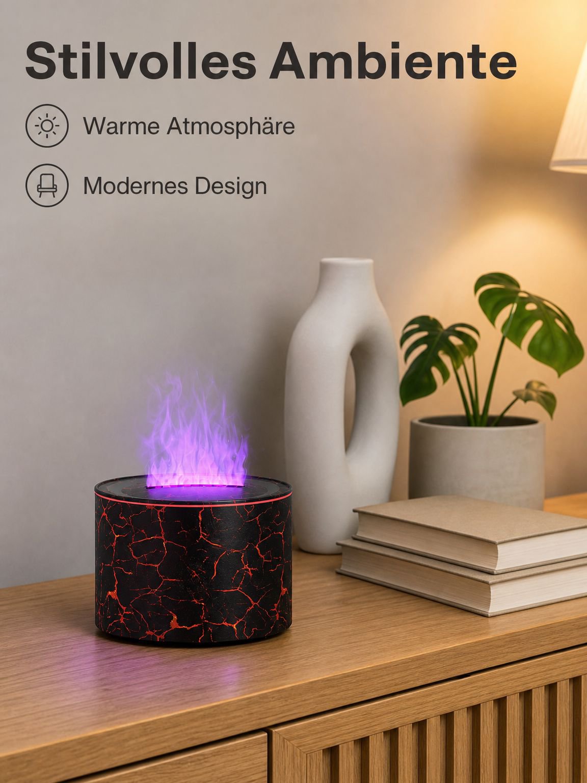 Aroma-Luftbefeuchter mit buntem Flammeneffekt