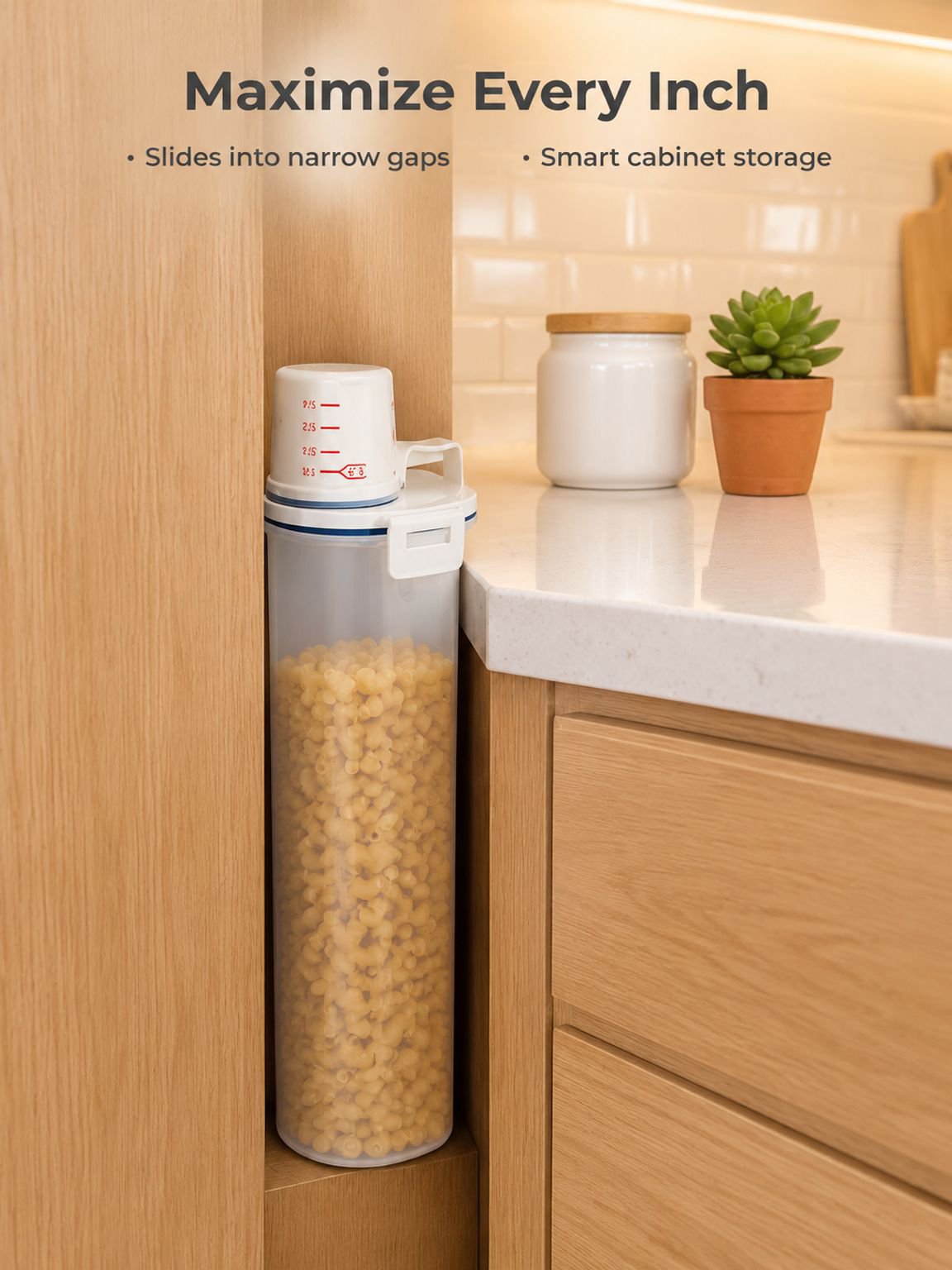 Clear sealed food container for storing cereal and dry grains
