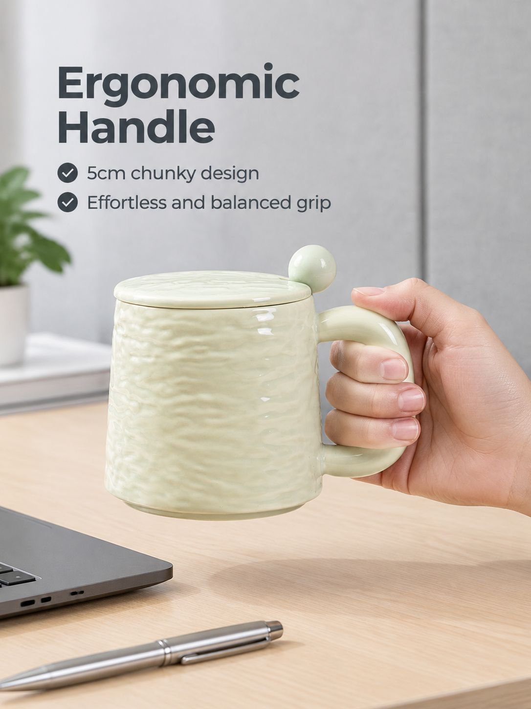 Stylish and durable coffee mug in an aesthetic workspace