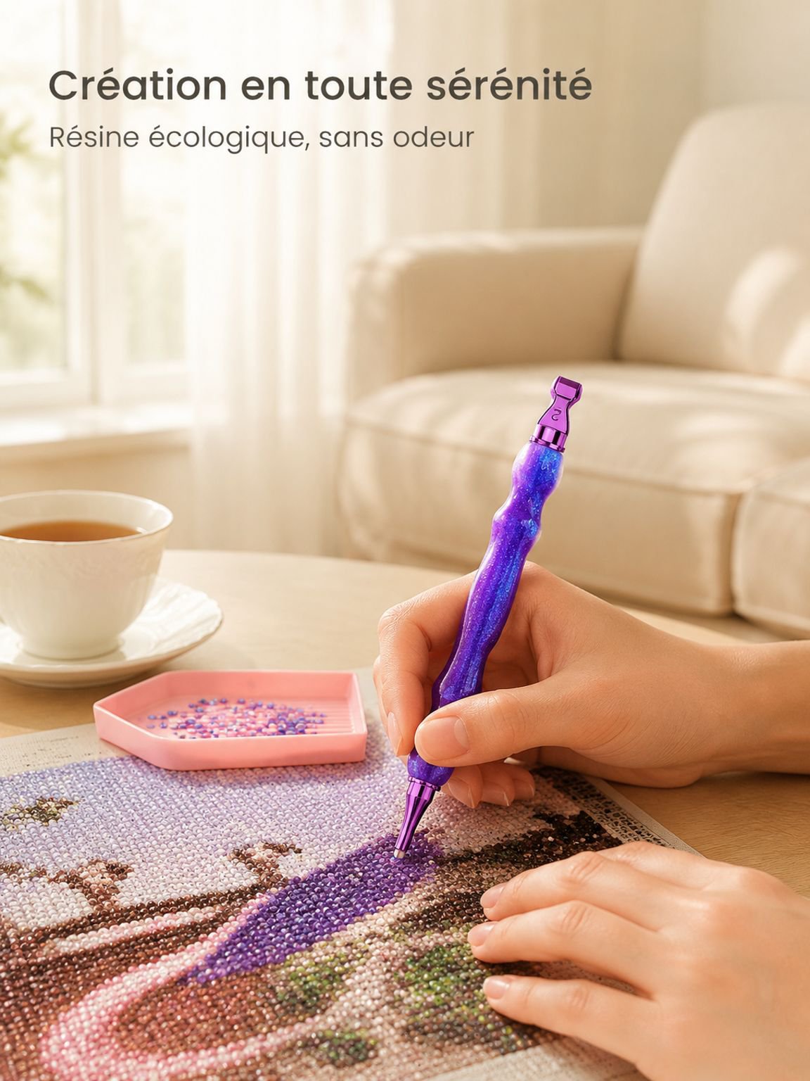 Nouveau stylo de forage à points en résine pour peinture au diamant, pointe de stylo à fil en plasti