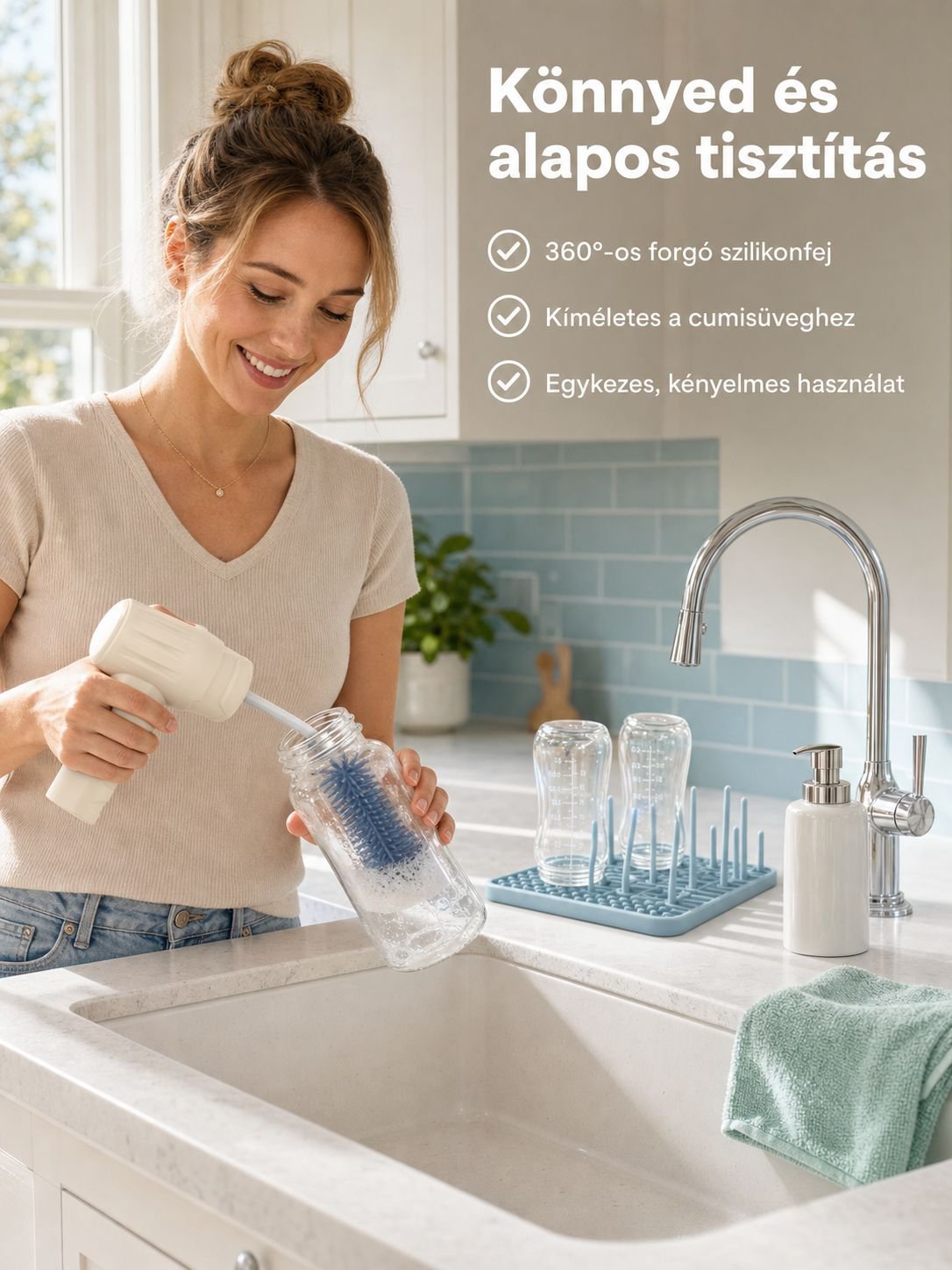 Elektromos cumisüveg kefe szilikonból, tisztítókefe