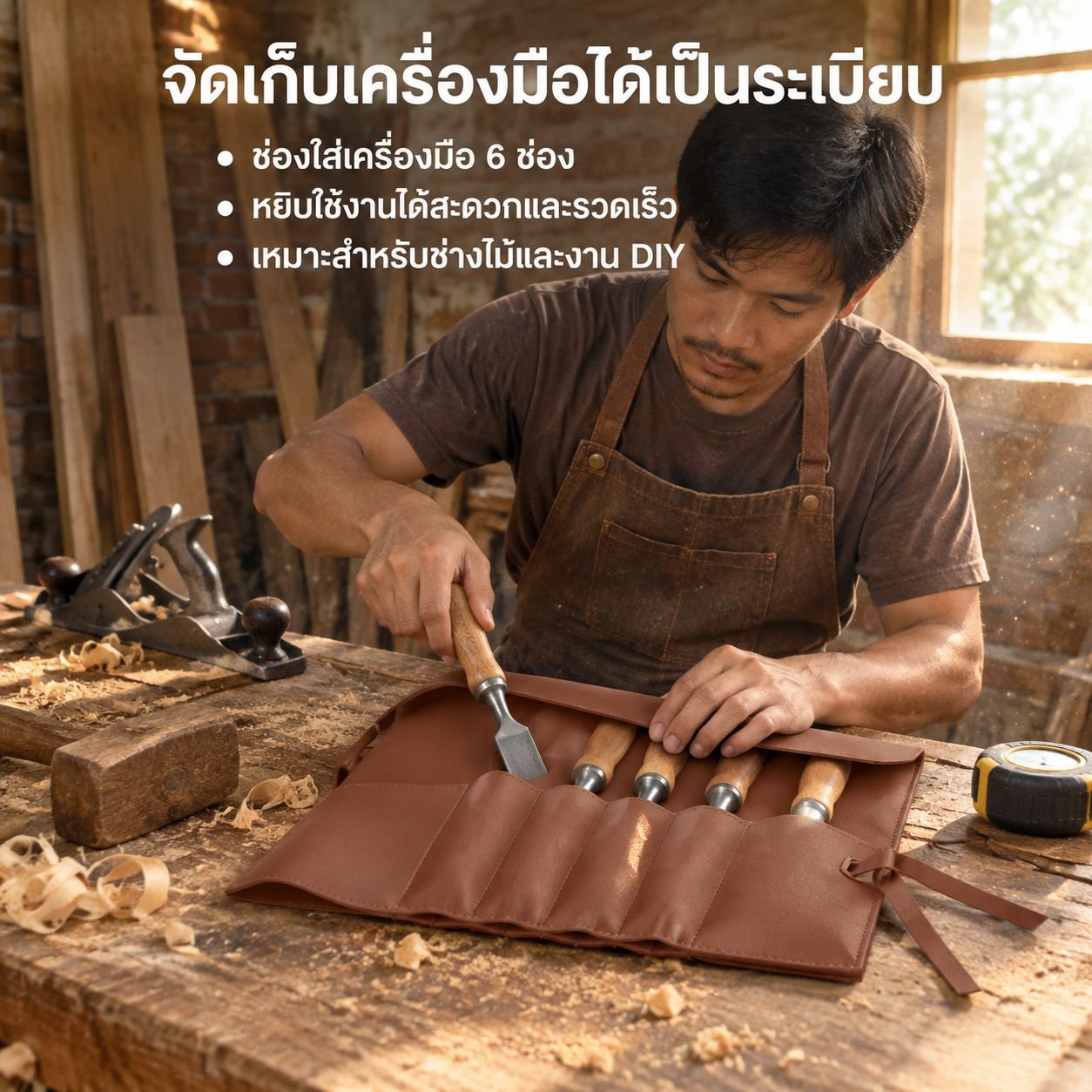 กระเป๋าหนังสำหรับจัดเก็บเครื่องมือช่างไม้และช่างไฟฟ้า