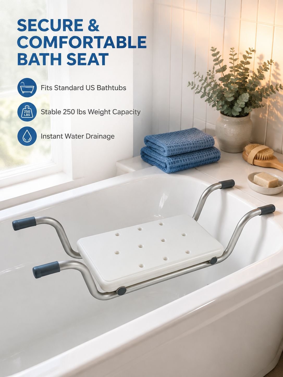 Non-Slip Bath Seat and Storage Shelf for Elderly, Pregnant Women, and Children