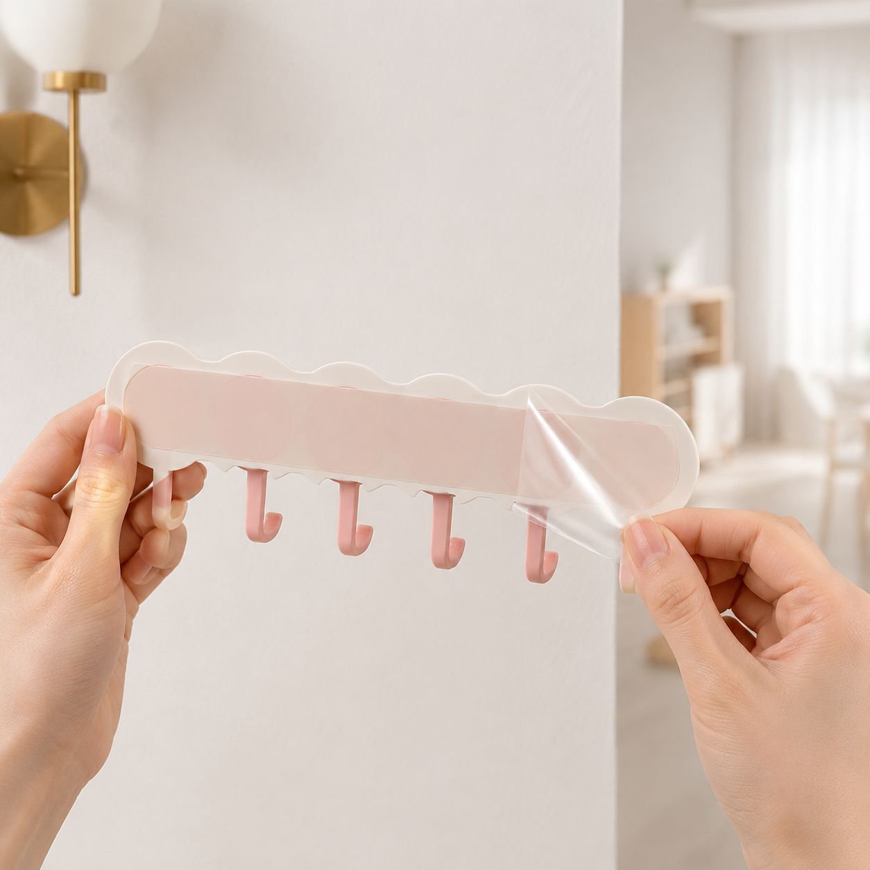 Modern corner hook rack installed in living room