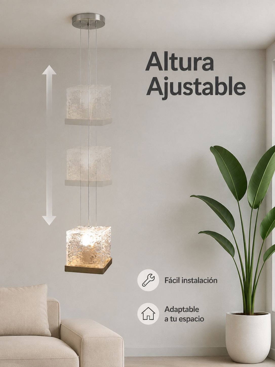 Lámpara colgante de cristal moderna