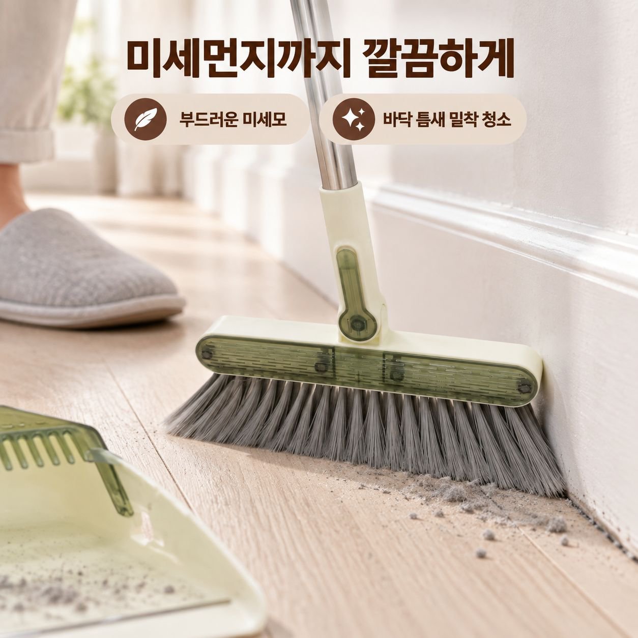 두꺼운 접이식 빗자루와 쓰레받기 세트