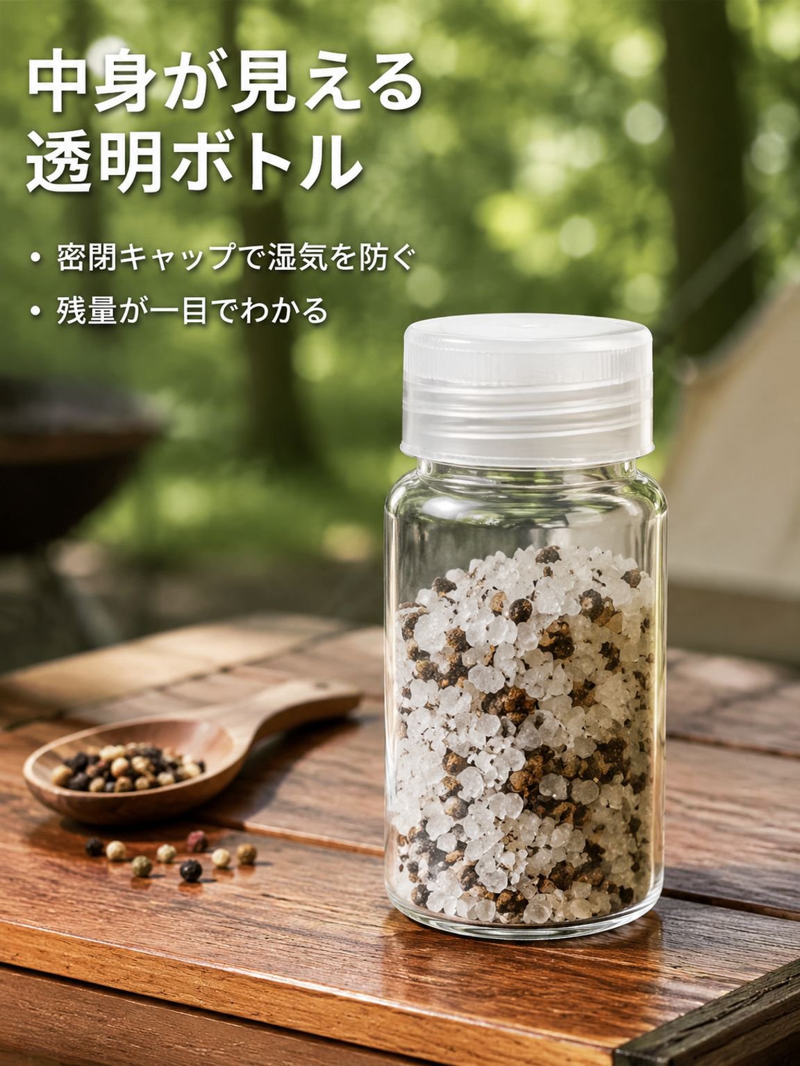 キャンプ用調味料収納ボックス・持ち運び便利な調味料ボトルセット