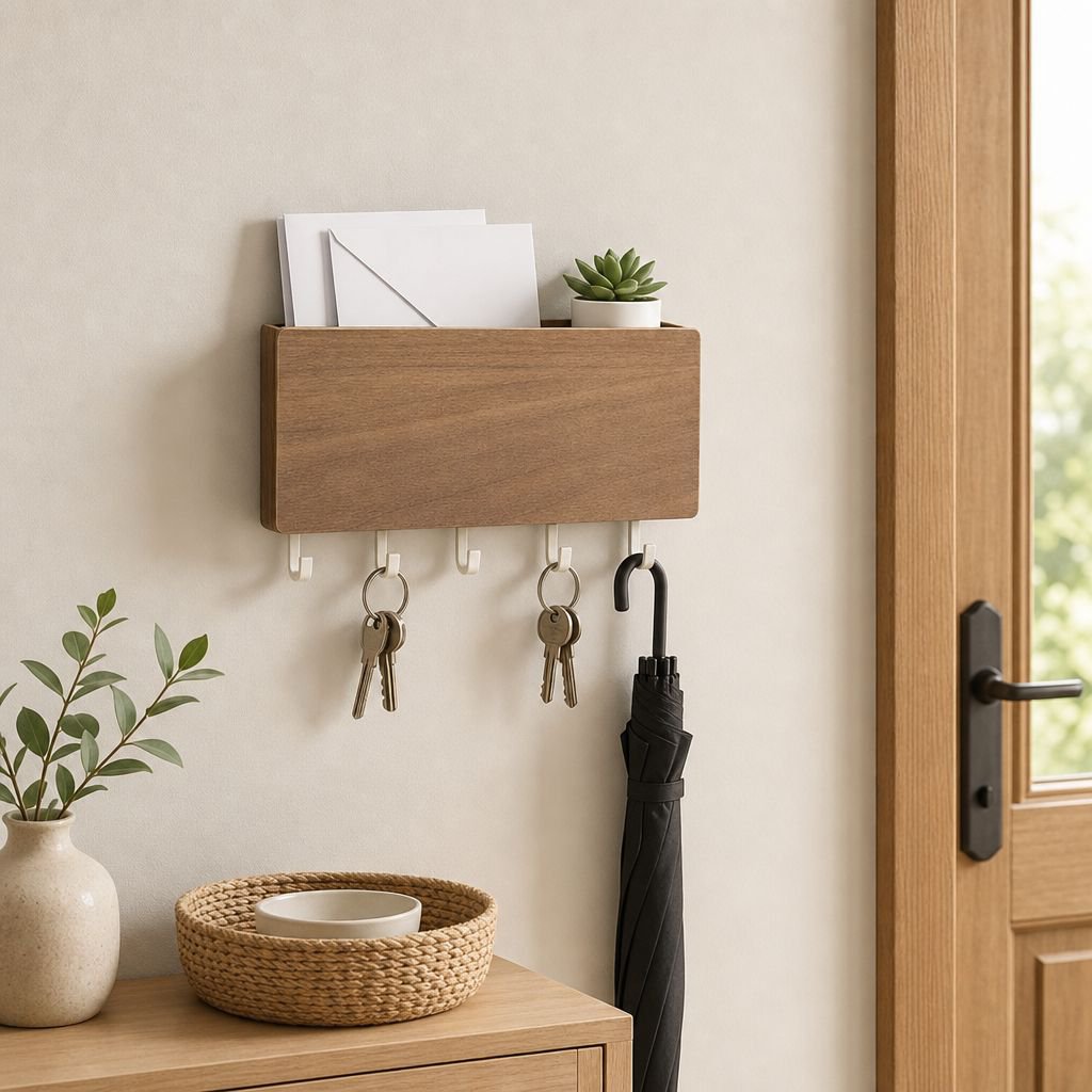 Soporte multifuncional para llaves de madera maciza sin agujeros