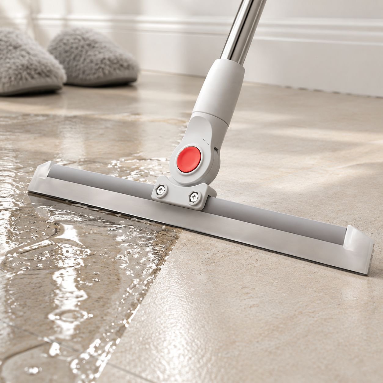 Silicone Squeegee removing water from balcony floor